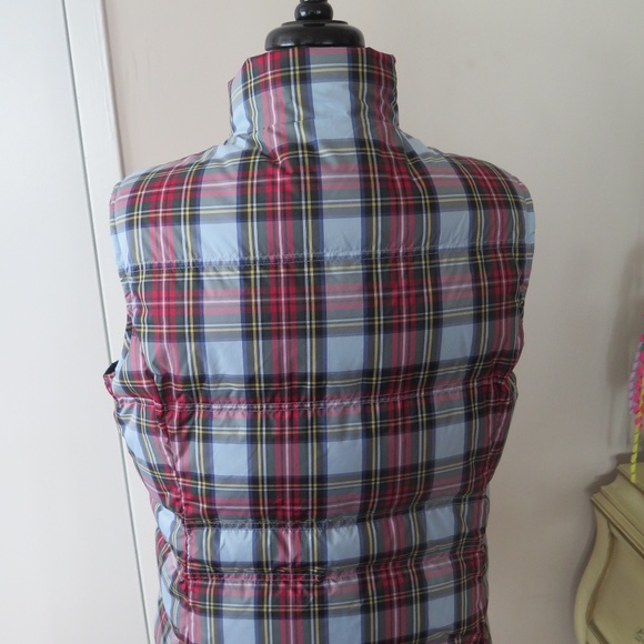 Lands End Down Filled Puffer Vest - Pale Blue Stewart Tartan - Picture 6 of 9